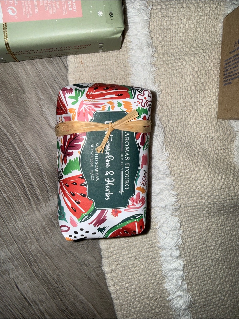 Watermelon & Herbs Scented Bar Soap - Pink/Green